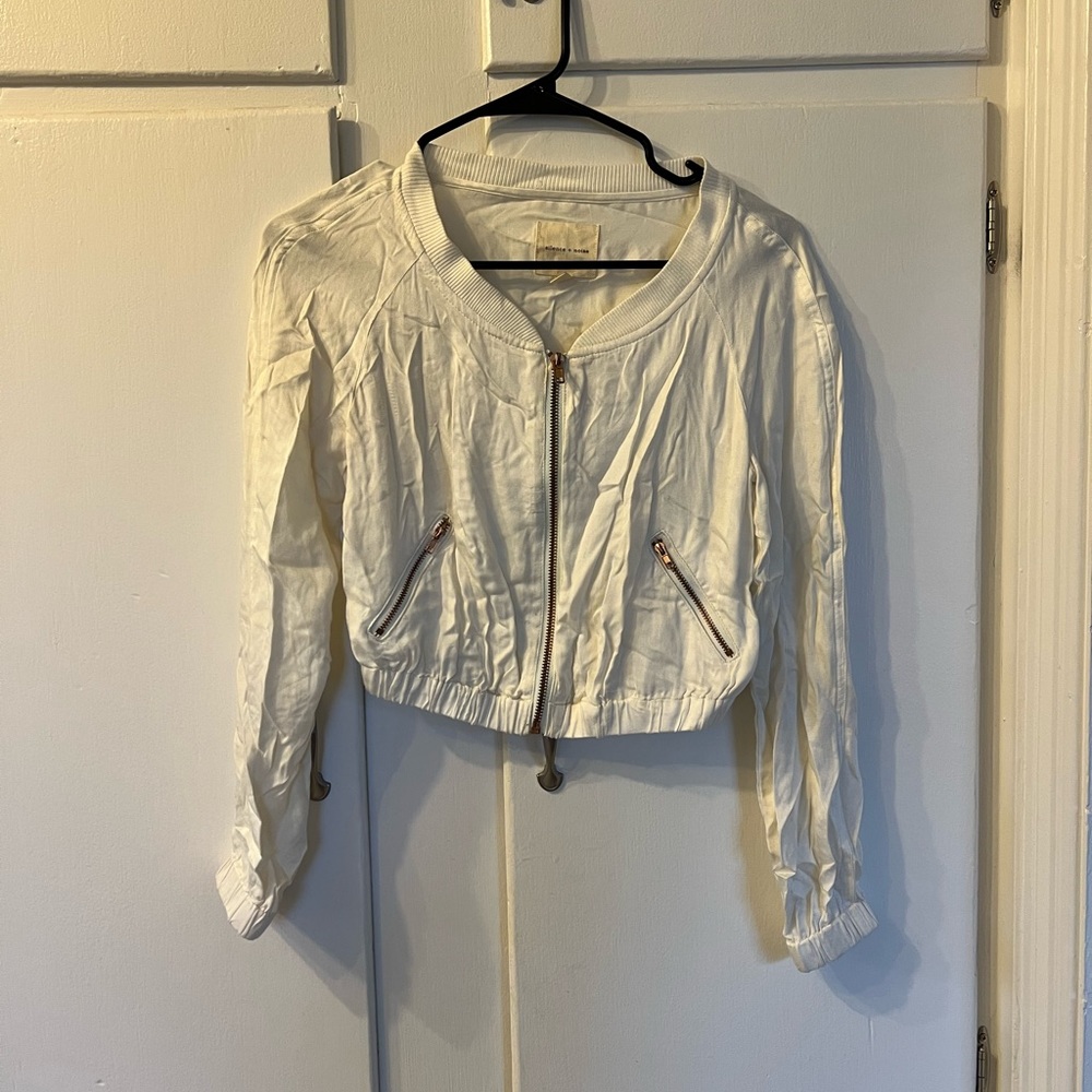 Silence + noise cropped light bomber jacket